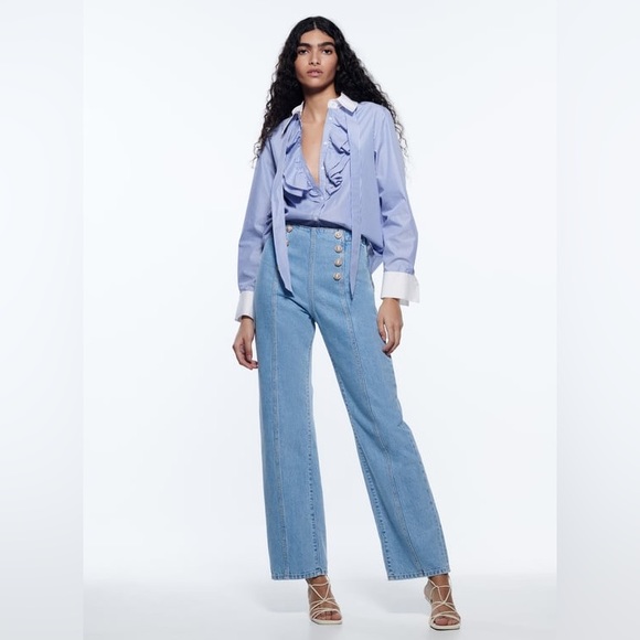 Zara Striped Shirt with Neck Tie - Picture 7 of 8